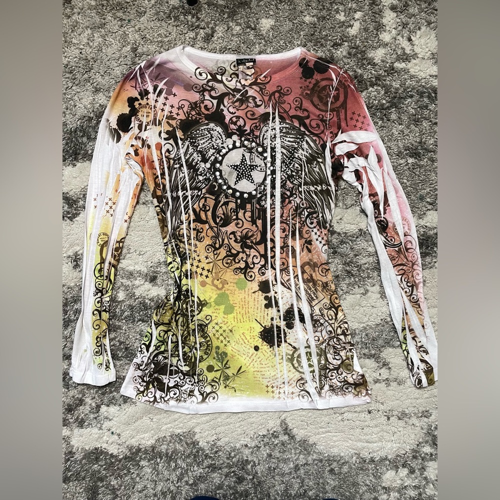 Graphic Star Rhinestone Long Sleeve Top - Picture 4 of 7